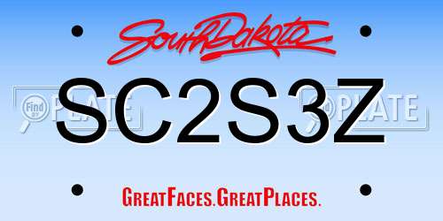 SC2S3Z South Dakota License Plate