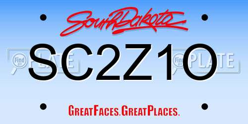 SC2Z1O South Dakota License Plate