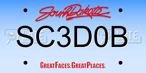 SC3D0B South Dakota License Plate