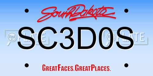 SC3D0S South Dakota License Plate
