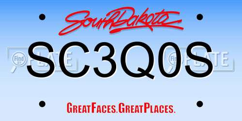 SC3Q0S South Dakota License Plate