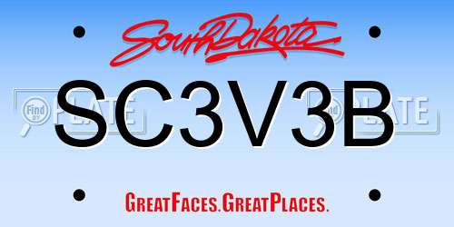 SC3V3B South Dakota License Plate