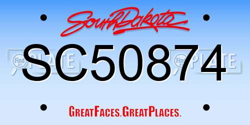 SC50874 South Dakota License Plate