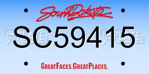 SC59415 South Dakota License Plate