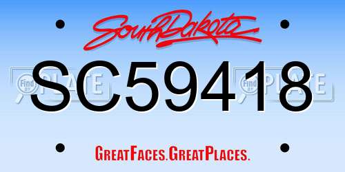 SC59418 South Dakota License Plate