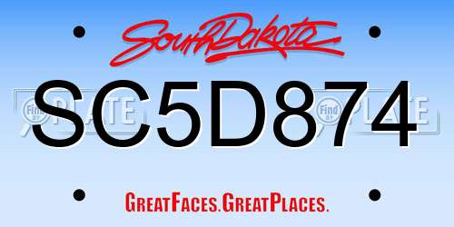 SC5D874 South Dakota License Plate