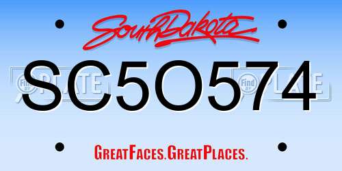 SC5O574 South Dakota License Plate