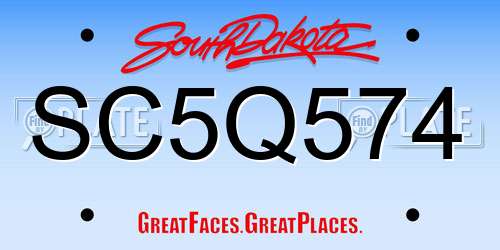 SC5Q574 South Dakota License Plate