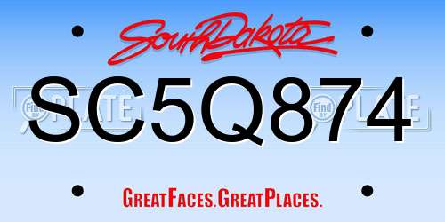 SC5Q874 South Dakota License Plate