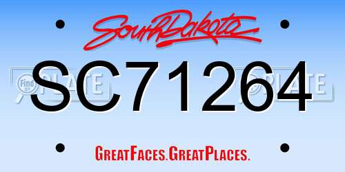 SC71264 South Dakota License Plate