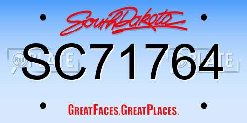 SC71764 South Dakota License Plate