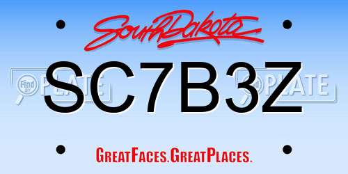SC7B3Z South Dakota License Plate