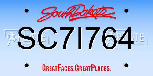 SC7I764 South Dakota License Plate