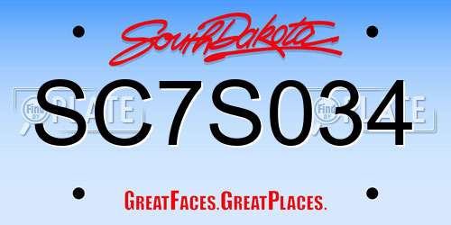 SC7S034 South Dakota License Plate