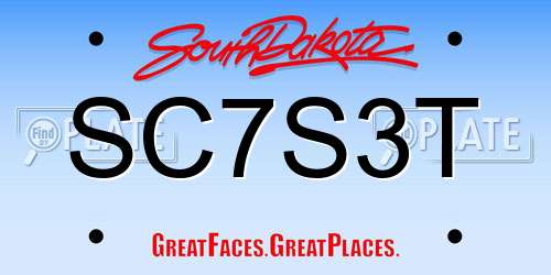 SC7S3T South Dakota License Plate