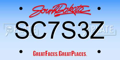 SC7S3Z South Dakota License Plate