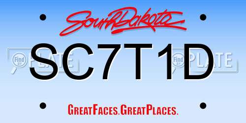 SC7T1D South Dakota License Plate