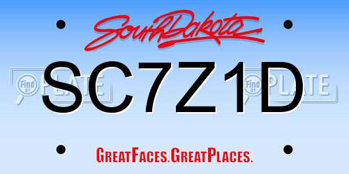 SC7Z1D South Dakota License Plate