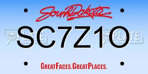 SC7Z1O South Dakota License Plate