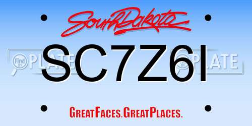 SC7Z6I South Dakota License Plate