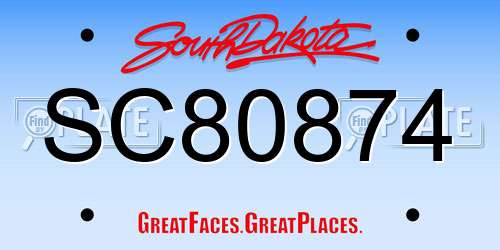 SC80874 South Dakota License Plate