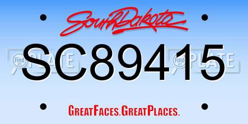 SC89415 South Dakota License Plate