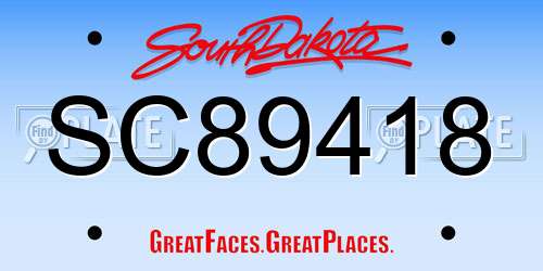 SC89418 South Dakota License Plate