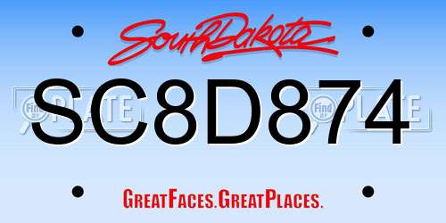 SC8D874 South Dakota License Plate