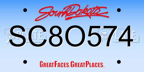 SC8O574 South Dakota License Plate