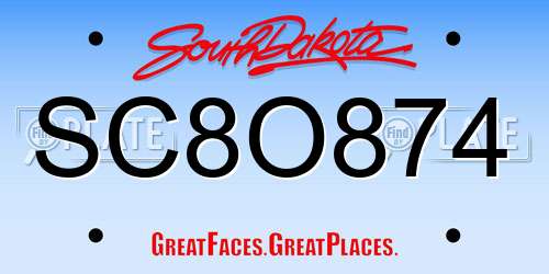SC8O874 South Dakota License Plate