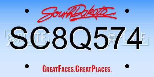 SC8Q574 South Dakota License Plate