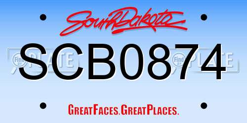 SCB0874 South Dakota License Plate
