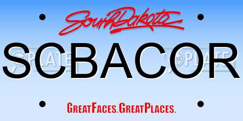 SCBACOR South Dakota License Plate
