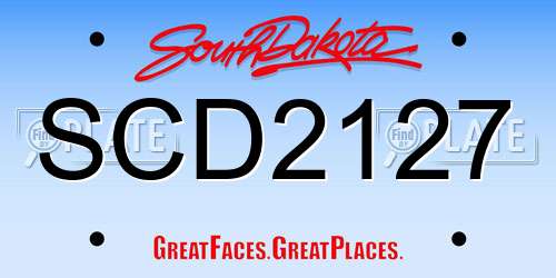 SCD2127 South Dakota License Plate
