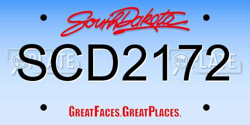 SCD2172 South Dakota License Plate