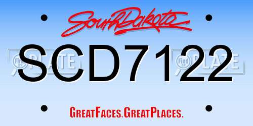 SCD7122 South Dakota License Plate