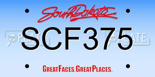 SCF375 South Dakota License Plate