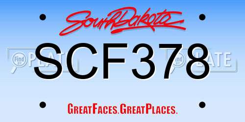 SCF378 South Dakota License Plate