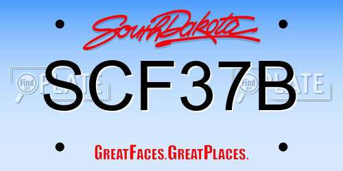 SCF37B South Dakota License Plate