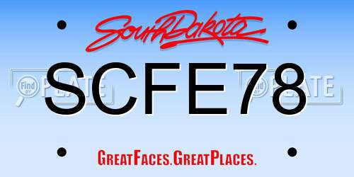 SCFE78 South Dakota License Plate