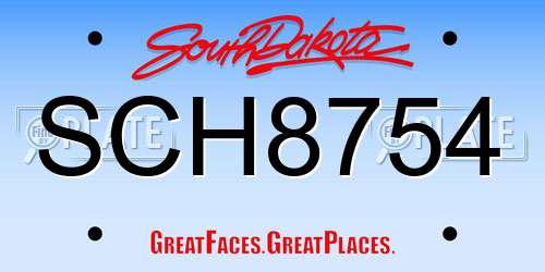 SCH8754 South Dakota License Plate