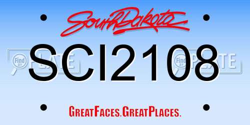 SCI2108 South Dakota License Plate