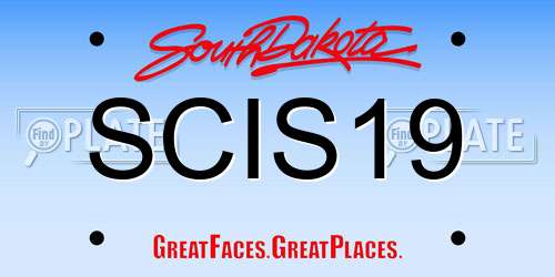 SCIS19 South Dakota License Plate