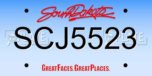 SCJ5523 South Dakota License Plate
