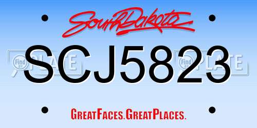 SCJ5823 South Dakota License Plate