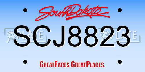 SCJ8823 South Dakota License Plate