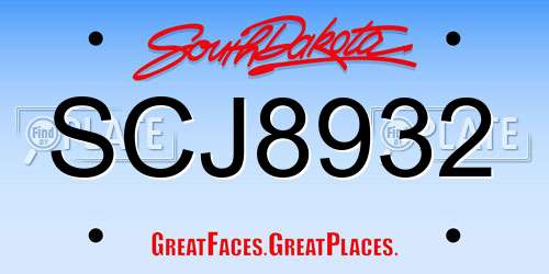 SCJ8932 South Dakota License Plate