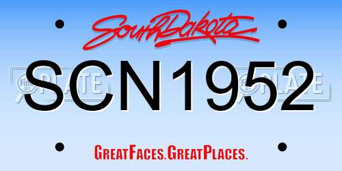 SCN1952 South Dakota License Plate