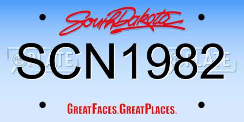 SCN1982 South Dakota License Plate