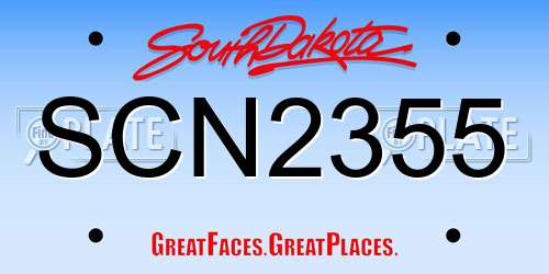 SCN2355 South Dakota License Plate